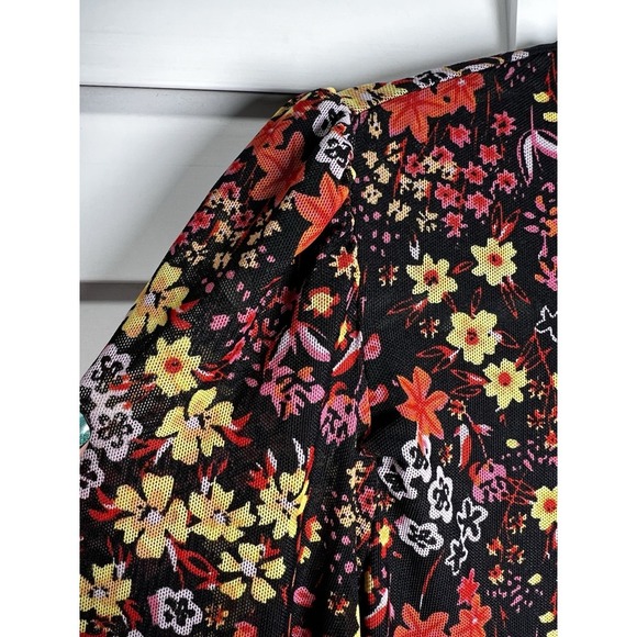 Tahari Ditsy Floral Mesh Mock Neck 3/4 Sleeve Stretch Top Women's Size 1X - Picture 6 of 10